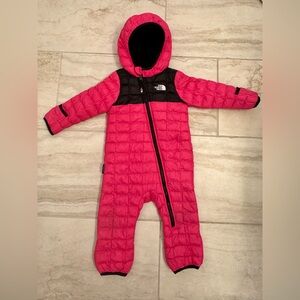 Pink North Face One Piece Snow Suit 12-18 months